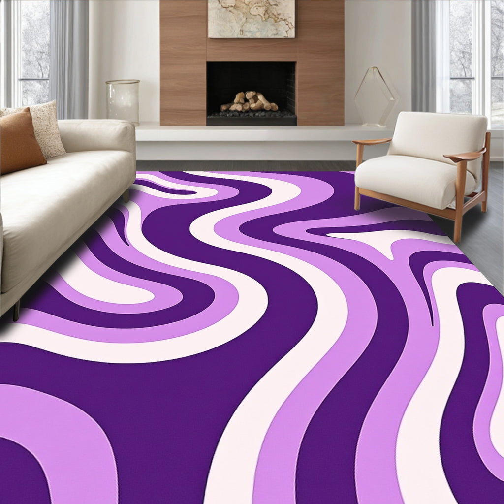 Groovy Purple Swirl Waves Rug