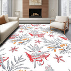 Red Orange Leafy Branch Bloom Rug