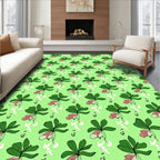 Lush Green Pink Floral Botanical Rug