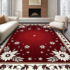 Red Floral Burst Medallion Border Rug