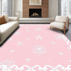 Blush Pink Starburst Lace Frame Rug