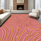 Pink Gold Abstract Swirl Rug