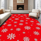 Red White Snowflake Cascade Rug