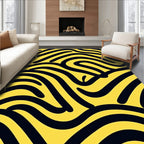 Bold Yellow Black Organic Waves Rug