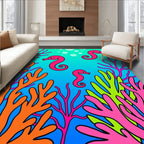 Vibrant Pink Seahorse Coral Garden Rug