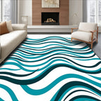 Oceanic Teal Wave Ribbon Rug