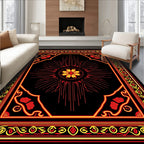 Bold Red Yellow Sunburst Medallion Rug