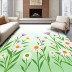 Delicate White Daisy Field Garden Rug