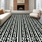 Bold Black White Vertical Stripe Collage Rug
