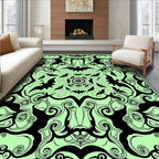 Black Bat Swarm Mandala Rug