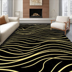 Golden Contemporary Wavy Stripe Rug