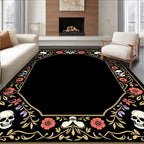 Ornate Skulls Floral Border Rug