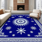 Cobalt Blue Sun Snowflake Medallion Rug