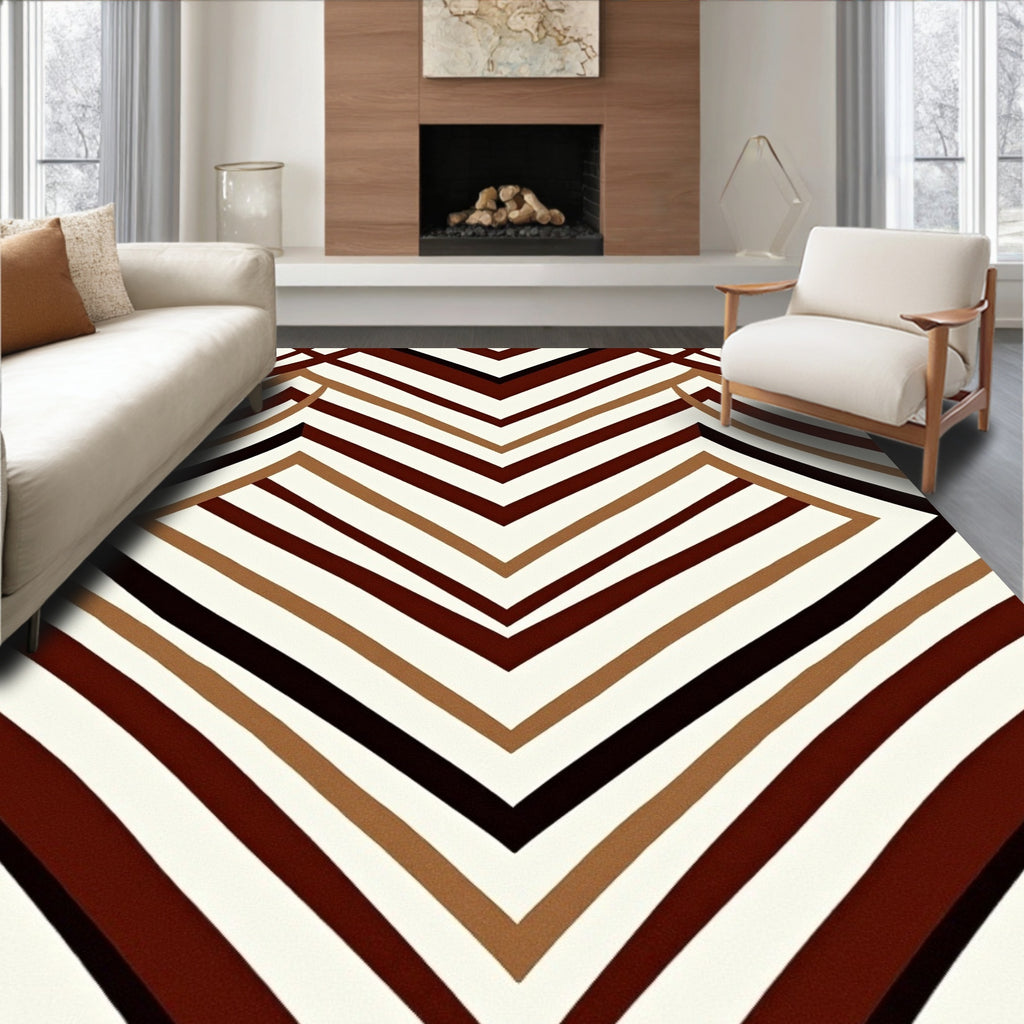 Warm Earthy Diamond Chevron Rays Rug