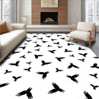 Black Abstract Winged Shapes Rug