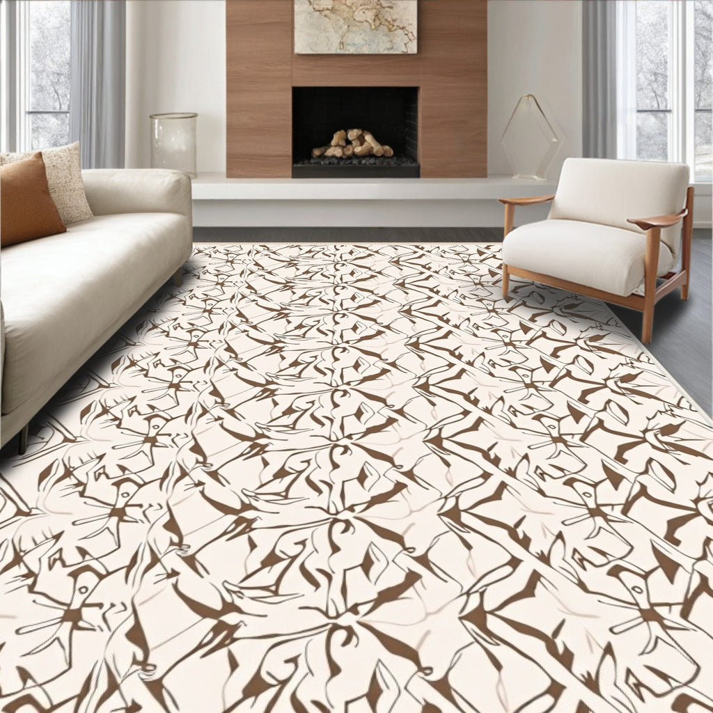 Brown Abstract Humanoid Figure Rug