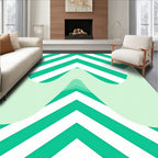 Green White Chevron Wave Rug