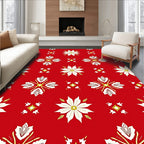Bright Red Floral Starburst Tile Rug