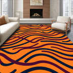 Bold Orange Indigo Wavy Lines Rug