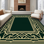 Elegant Gold Geometric Deco Frame Rug