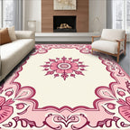 Pink Floral Medallion Border Rug