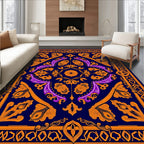 Grand Navy Orange Purple Floral Rug