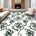 Black White Organic Vine Flourish Rug