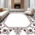 Classic Marroon Floral Vine Border Rug