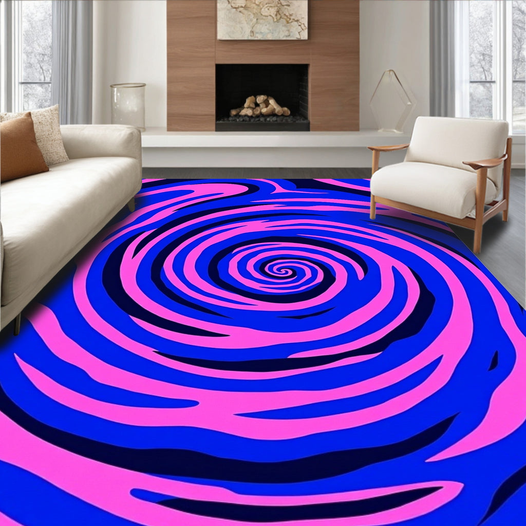 Vibrant Pink Blue Swirl Vortex Rug