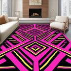 Bold Pink Yellow Geometric Lines Rug
