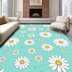 Bright Teal Daisy Patch Rug