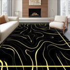 Black Gold Swirling Contour Rug