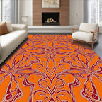 Orange Red Swirling Abstract Medallion Rug