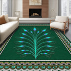 Emerald Green Peacock Feather Bloom Rug
