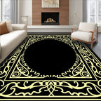 Elegant Cream Scrollwork Oval Frame Rug