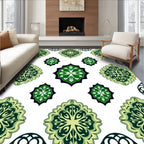 Emerald Green Ornate Floral Medallion Rug