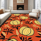 Orange Harvest Pumpkin Leaf Arrangement Rug