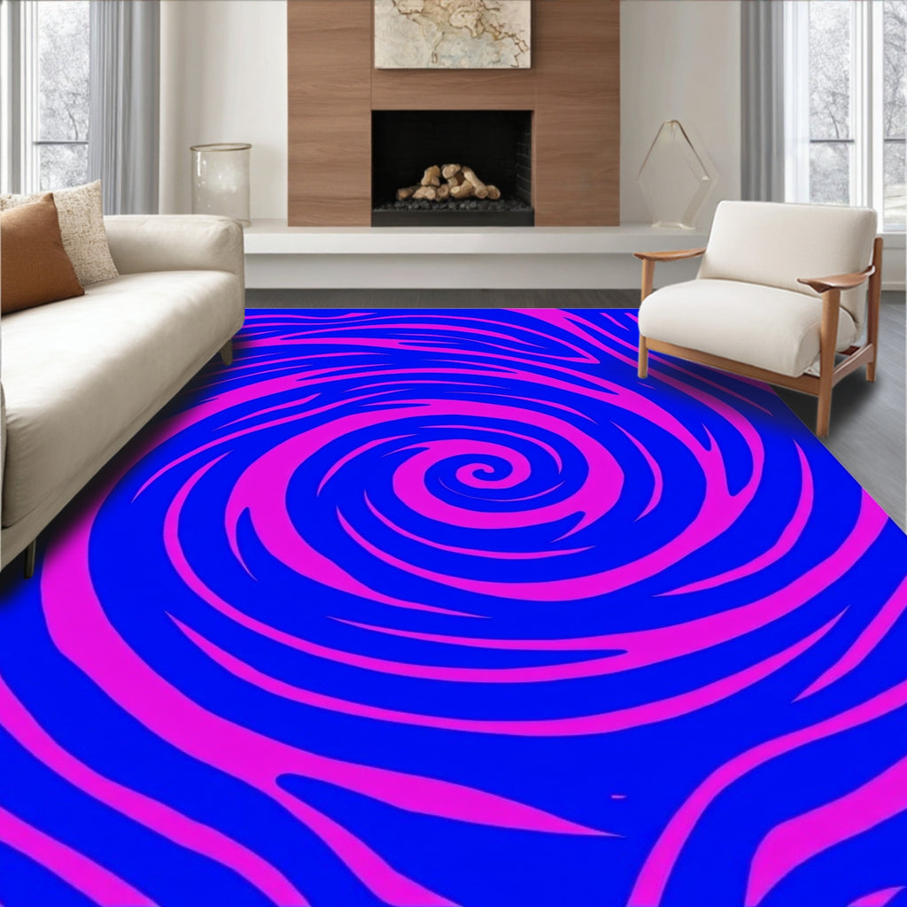 Electric Blue Pink Swirl Rug