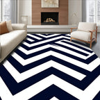 Navy White Interlocking Chevron Rug