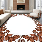Earthy Brown Leafy Corner Border Rug
