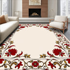 Elegant Red Floral Vine Border Rug
