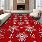 Red White Snowflake Winter Collection Rug