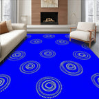 Deep Blue Concentric Circles Rug
