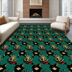 Emerald Green Tropical Floral Arrangement Rug