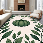 Green Pumpkin Leafy Border Rug