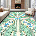 Art Nouveau Aqua Snowflake Medallion Rug