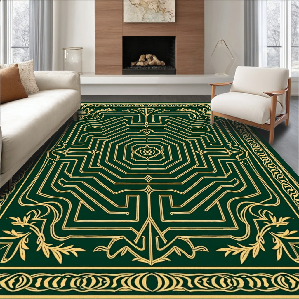 Deep Emerald Maze Laurel Foliage Rug