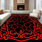 Crimson Floral Scrollwork Mosaic Rug