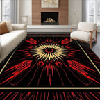 Bold Red Gold Sunburst Rays Rug
