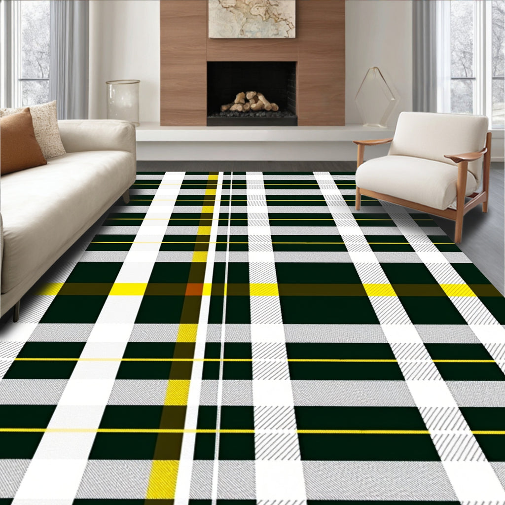 Bold Green Yellow Plaid Checkered Rug
